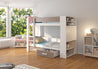 Stockbett Etagenbett Bett Garet 230x104x160 cm mit Matratzen Regal integriert