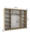 Schwebetürenschrank, Kleiderschrank Sharon 250 cm mit LED Beleuchtung und Spiegel.