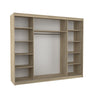 Schwebetürenschrank, Kleiderschrank Sharon 250 cm mit LED Beleuchtung und Spiegel.