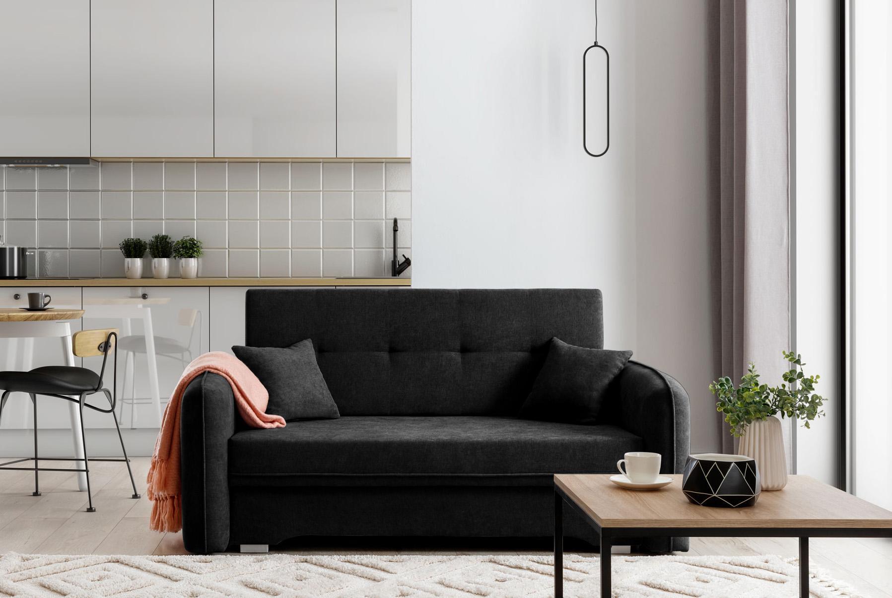 Laine 2-3 Sitzer Sofa mit Schlaffunktion und Bettkasten Federkern – Wohnideebilder