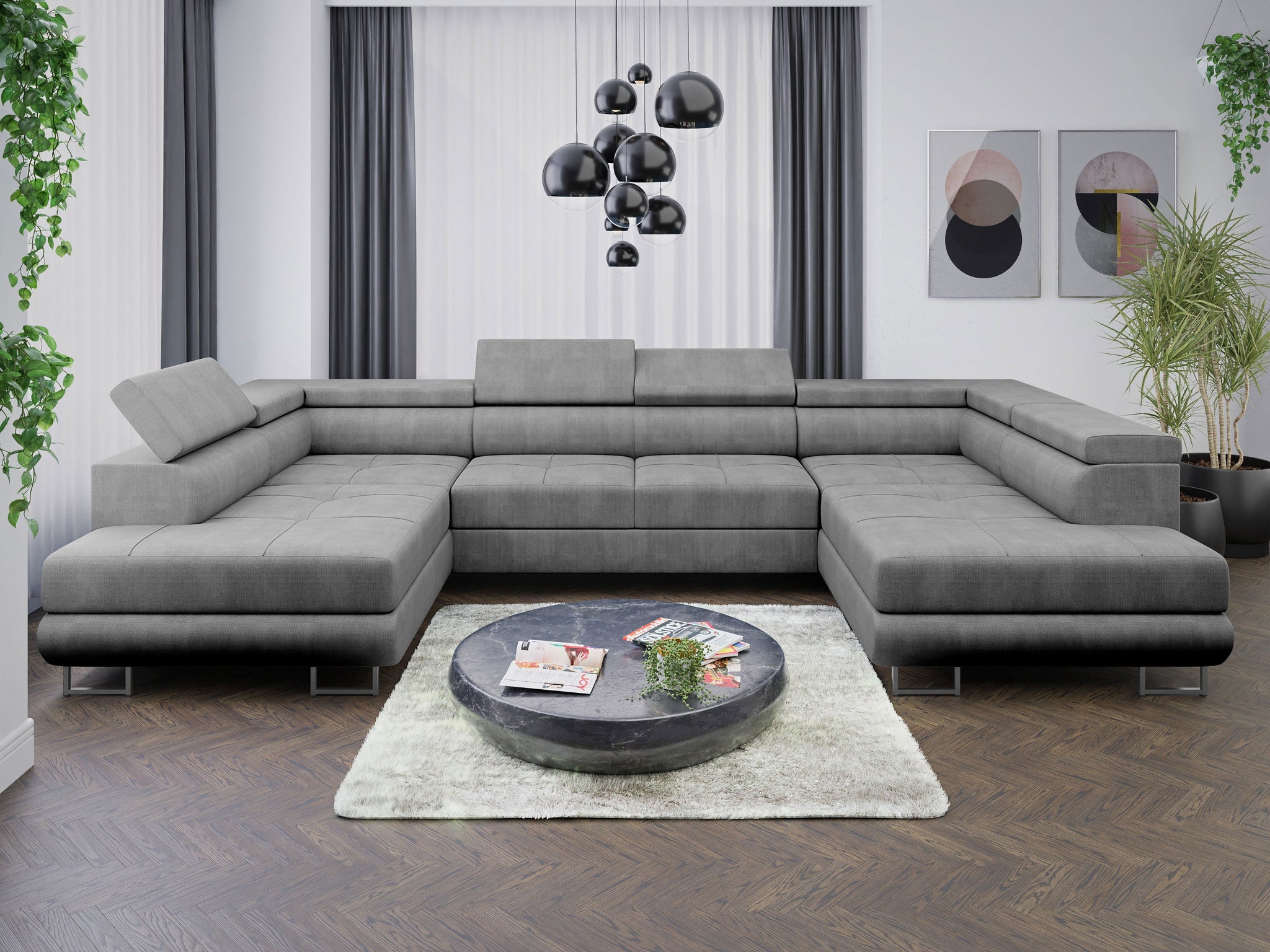Sofa Couch Garnitur Sofagarnitur ALMA U mit Schlaffunktion Wohnlandsch – Wohnideebilder