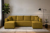 Couchgarnitur Eckcouch CAPRI U-Form, Schlaffunktion, CORD Stoff, Bettkasten und Seitenlehnen