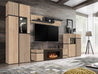 Wohnwand CROSS TV Sideboard mit Kamin Hochschrank Mittelschrank Regal und LED Wohnzimmermöbel