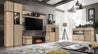 Wohnwand CROSS TV Sideboard mit Kamin Hochschrank Mittelschrank Regal Kommode LED Wohnzimmermöbel