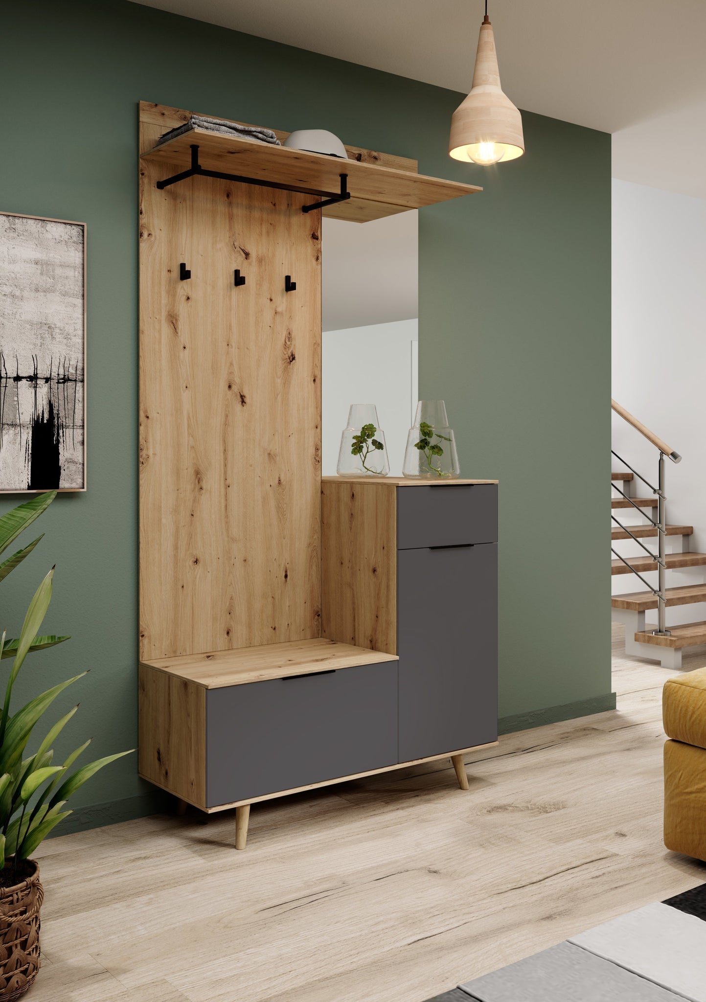 Nordic A Garderobe, Flurmöbel mit Spiegel – Wohnideebilder