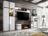 Wohnwand CROSS TV Sideboard mit Kamin Hochschrank Mittelschrank Regal und LED Wohnzimmermöbel