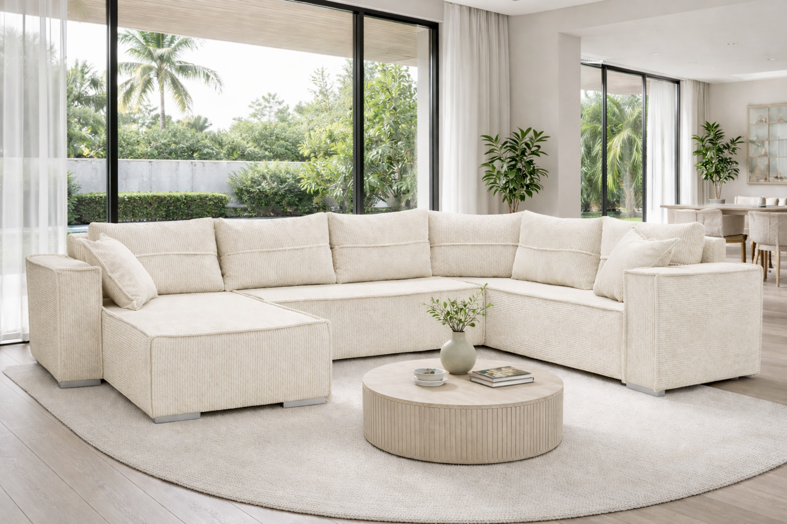 STYLO Couchgarnitur U-Form – Ecksofa in Cord Poso mit Schlaffunktion & – Wohnideebilder