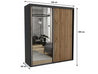 Schiebetürenschrank 205 cm mit Spiegel & Lamellen Modell 6| Schlafzimmer Kleiderschrank mit LED und 2 Schubladen