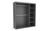Schiebetürenschrank 205 cm mit Spiegel & Lamellen Modell 6| Schlafzimmer Kleiderschrank mit LED und 2 Schubladen