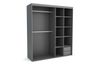 Schiebetürenschrank 205 cm mit Spiegel & Lamellen Modell 6| Schlafzimmer Kleiderschrank mit LED und 2 Schubladen