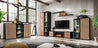 Wohnwand CAMERON TV Sideboard mit Kamin Hochschrank Mittelschrank Regal Kommode und LED Wohnzimmermöbel