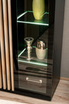 Wohnwand CAMERON TV Sideboard mit Kamin Hochschrank Mittelschrank Regal Kommode und LED Wohnzimmermöbel