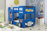 Kinderbett Kinderzimmerbett Bett Happy Bus blau, rot, grün, und gelb