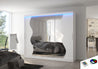 Schwebetürenschrank, Kleiderschrank Sharon 250 cm mit LED Beleuchtung und Spiegel.