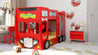 Kinderbett Kinderzimmerbett Bett Happy Bus blau, rot, grün, und gelb