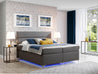 Boxspringbett AMADEO mit LED Beleuchtung Schlafzimmerbett 140x200 cm, 160x200 cm und 180 x 200 cm Doppelbett, mit Bettkasten