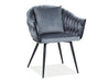 Stuhl mit Kissen für Esszimmer und Esstisch Nuvo Velvet in dem Stoff Bluvel in modernen Farben,  grau und curry.